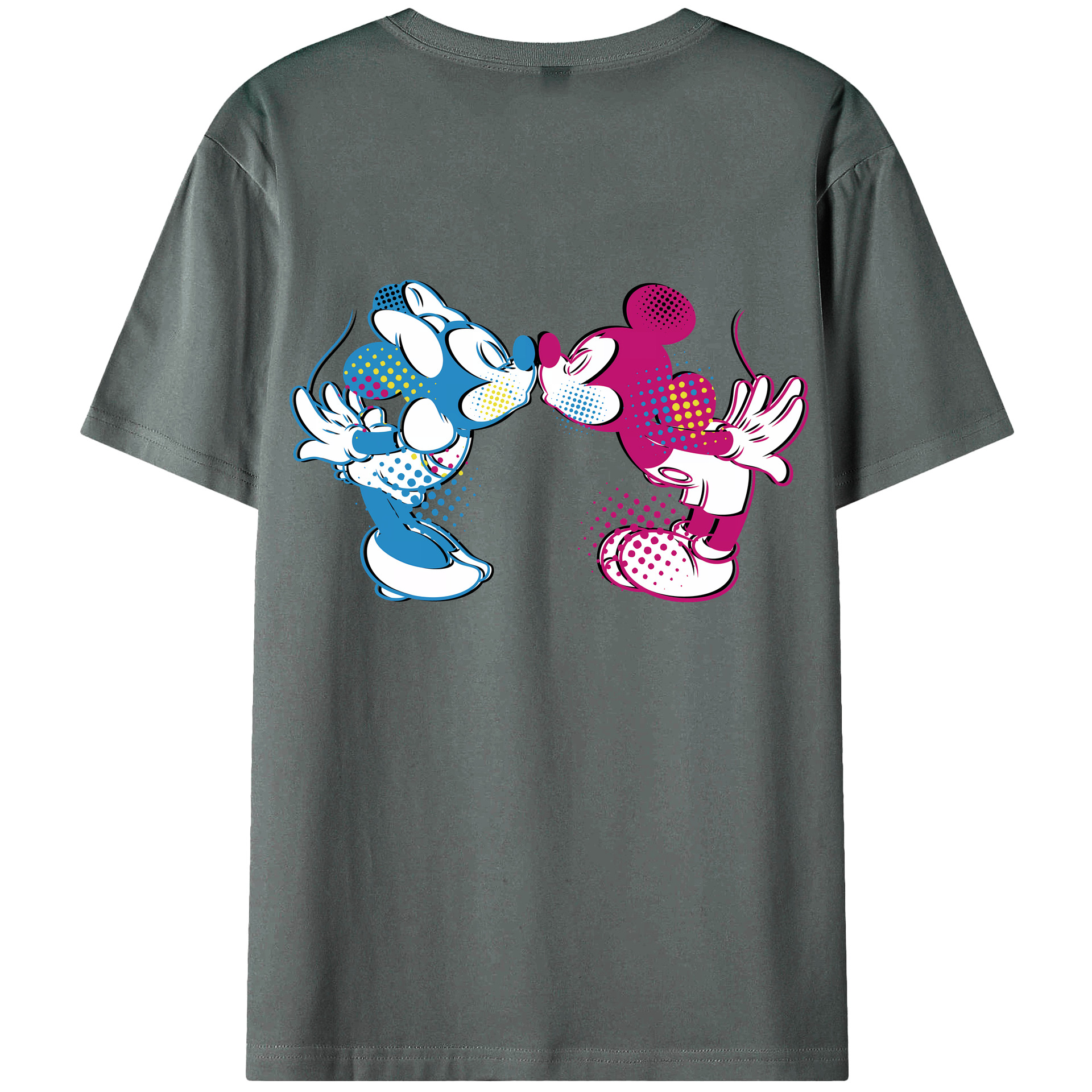 （画像用） ミッキーマウス Mickey Mouse 綿100％ メンズ半袖Tシャツ（バックプリント） 通気性
